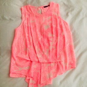 Lindex Neon Pink Draped Ruched Paisley Blouse